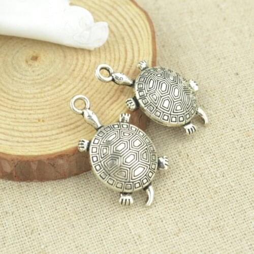 10 pcs/lot 35*18 mm antique silver plated tortoise charms D720