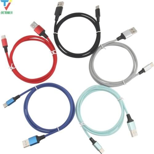 100pcs/lot High quality 1M Straight Pure Colored Fabric Data Cable Type-C Micro 5pin 8pin Date Cable for cell phonewholesale