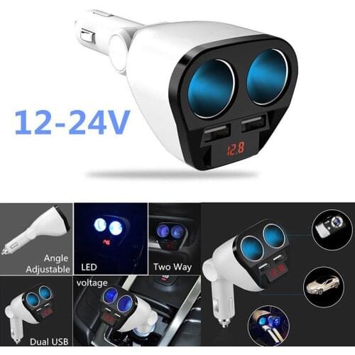 120W Car Cigarette Lighter Power Adapter 12V-24V Car Splitter 2 Way Cigarette Lighter Socket With Dual 2 USB Car Charger Newest