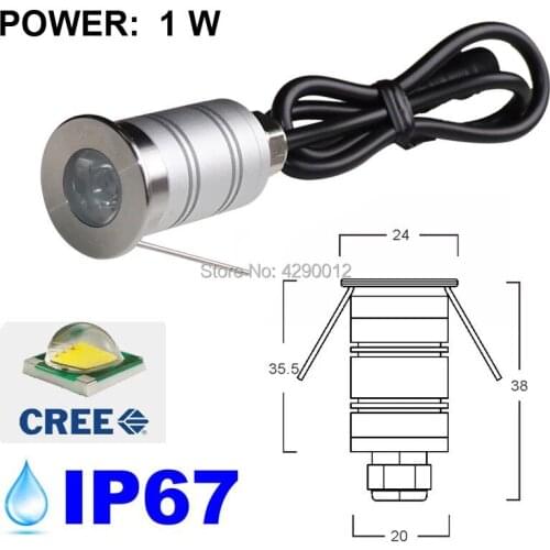 16pcs 1W CREE Led Underground Light Outdoor Indoor Mini Condensing Ground Lamp 1W Landscape Lighting IP67 DC12-24V Free Shipping