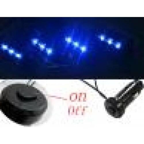 4 x 3LEDs Car Lights Decorative Lamps Strips 4 in 1 Car Charge 12V Blue Interior Decorative Atmosphere-Light Lamp Accessories