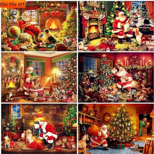 Diamond Painting Santa Claus Picture Rhinestones Diamond Embroidery Christmas Tree Cross Stitch Landscape Home Decor