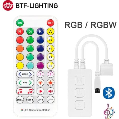 5050 RGB RGBW LED Controller Bluetooth Music App IR 38 Keys for 2835 5050 RGB RGBCW RGBWW LED Light Strip IOS Android DC5V-24V