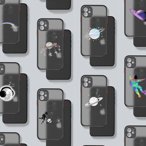 Ins personality moon astronaut Phone Case Matte Transparent for iPhone 7 8 11 12 s mini pro X XS XR MAX Plus mobile bags coque