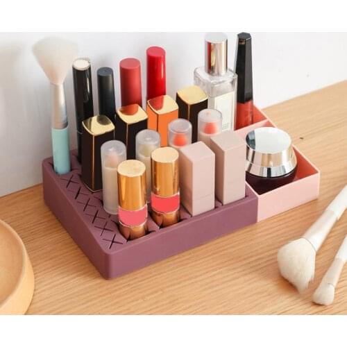 Makeup Case Holder Organizer Jewelry Box Multi-function Non-Slip Lipstick Eyebrow Pencil Brush Earrings Display Shelf