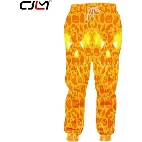 CJLM Mens Casual Sweatpants 3D Printed Pumpkin Trousers Halloween Ghost Skulls Hot Sale Free Shipping Man Pants