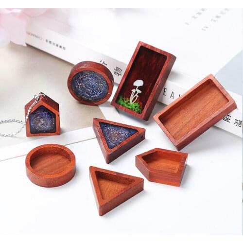4 Pcs Wood Dried Flower Frame Pendant Base For Resin Decorative Craft DIY Pendant Base Making Jewelry