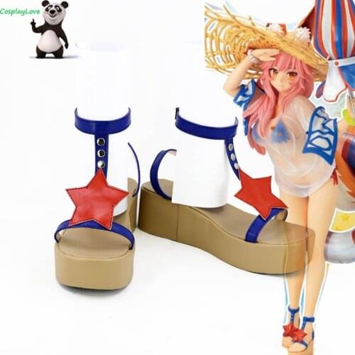 FGO Fate Grand Order Lancer Tamamo no Mae Swimsuit Figure Blue Cosplay Shoes Boots CosplayLove
