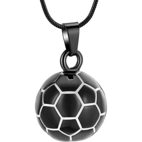 Soccer Ball Cremation Jewelry Necklace for Ashes for Men,Stainless Steel Football Memorial Keepsake Urn Pendant for Boys