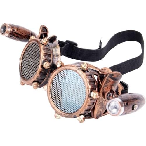LELINTA Blue Lenses Glasses Steampunk Goggles with Two Lens Rave Festival Party Glasses Cosplay Punk Vintage Glass Eyewear