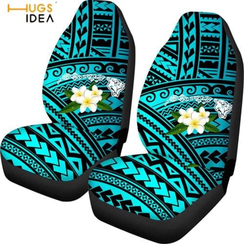 HUGSIDEA Polynessian Tribal Plumeria Print 2 Pcs Auto Seat Cover Car cushion Pad Anti Scraping Soft Car Protector Mesh Fabric