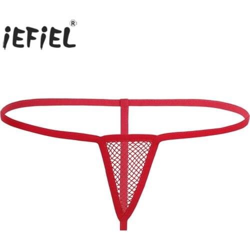 IEFiEL Women Lingerie Stretchy Fishnet Open Butt G-string Bikini Underwear Underpants Hollow Out Tongs Panties for Womens