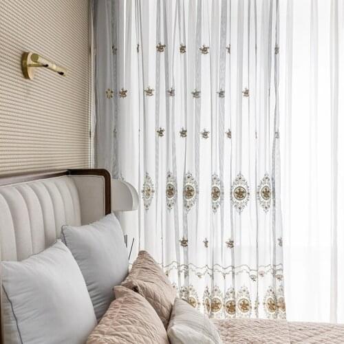 Jane Europe Curtains for Living Dining Room Bedroom Embroidered Tulle Doli Texture Colored Tulle Finished Product Customization