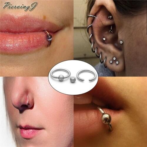 PiercingJ 2-8pcs 16G 8mm 10mm Stainless Steel Matte Captive Bead Rings Nose Hoop Eyebrow Lip Helix Cartilage Septum Piercing