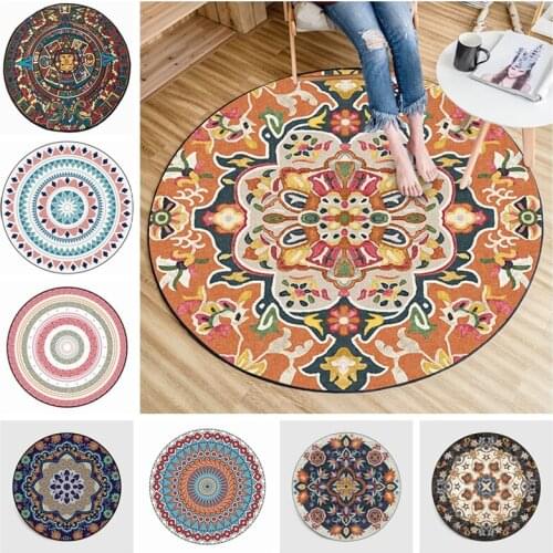 Persian Style Living Room Round Rug Bedroom Rug and Carpet Classic Flower Floor Decoration Doormat Study Coffee Area Table Rug