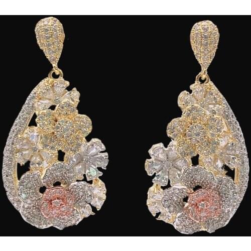 Lanyika Fashion Jewelry Exquisite Artistic Unusual loveliness Flower Earrings Micro inlay Banquet Party Earrings Best Gifts