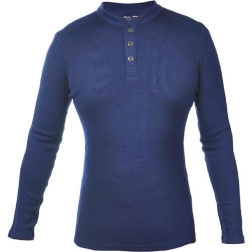 Men 100% Merino Wool Jersey Base Layer Long Sleeve Midweight Top Out door Warm Waffle Merino Wool Clothes Shirt Huntsman Henley