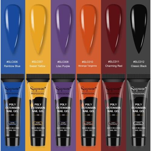 Supwee 15g Solid Poly Nail Gel Set 6pcs Jelly Nail Polish UV LED Lamp Soak Off Long Lasting Acrylgel Poly Extension Gel