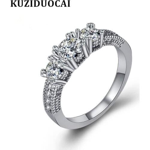 Hot Zircon Stainless Steel Kuziduocai New Fashion Jewelry Wedding Bride Party Rings For Women Girl Anillos Anel Bague Punk R-832