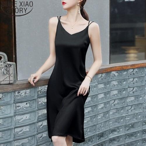 Backless Solid Satin Dresses Women Summer Dress Spaghetti Strap Dress Sexy V-neck 2021 New Party Dresses Vestidos Robe 13203