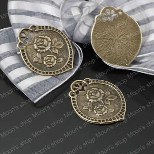 Wholesale 30*23mm Antique Bronze Flower Alloy Flat Charms Pendants DIY Findings Accessories 20 pieces (JM1138)