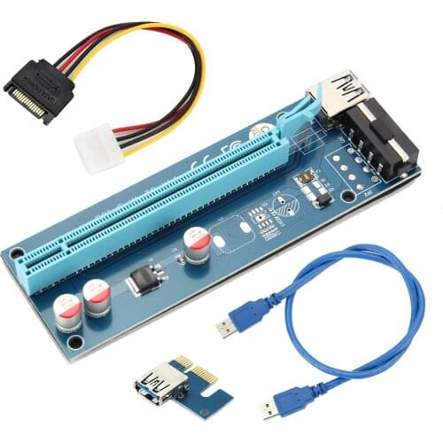 60CM PCIE 1X To 16X PCI Express Riser Card For Miner Machine Overcurrent Protection USB Cable SATA To 4 Pin Power Cord H-best