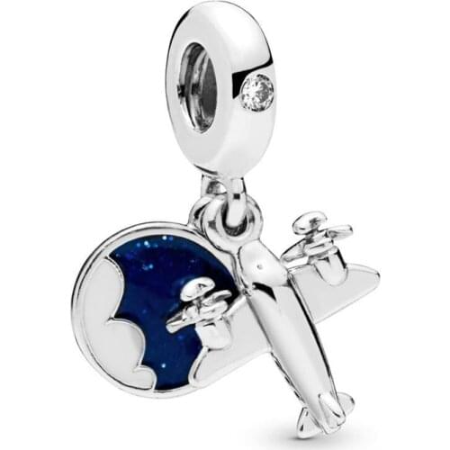 Authentic 925 Sterling Silver Airplane Dangle pandora Charms Fit Original Bracelet For Women DIY Jewelry S925 Beads