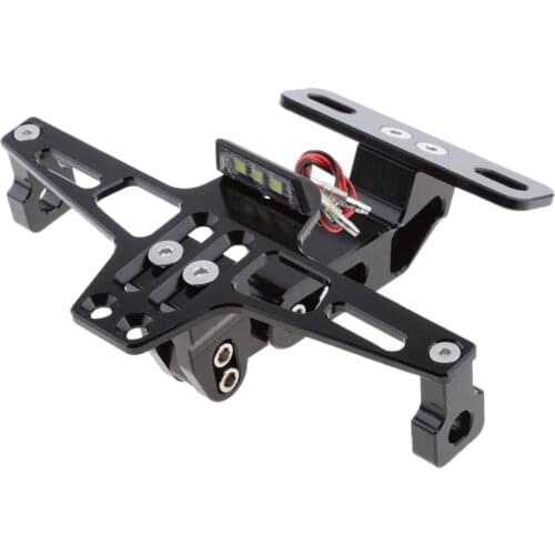 Motorcycle License Plate Frame Adjustable Holder Bracket with LED Light