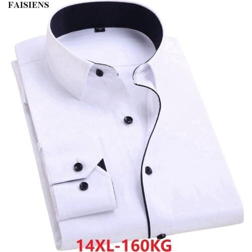 FAISIENS Autumn winter Formal Men 8XL Shirts Long Sleeve Plus Size Big 6XL 7XL 9XL 10XL Dress Shirts 11XL 12XL 13XL 14XL