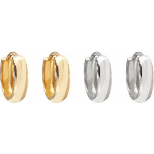 925 Sterling Silver Ear Buckle Smooth Circle Metal Hoop Earrings for Women Gold Silver Color Huggie Earrings Fashion Jewelry