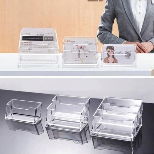 1Pcs School Supplie Transparent Acrylic Storage Box Desktop Business Card Holder Counter Display