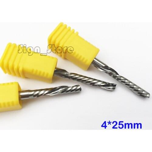 10 pcs 4mm*25mm Free shipping single flute Left hand spiral end mill CNC tool Carbide end milling Down cutter cnc router bit