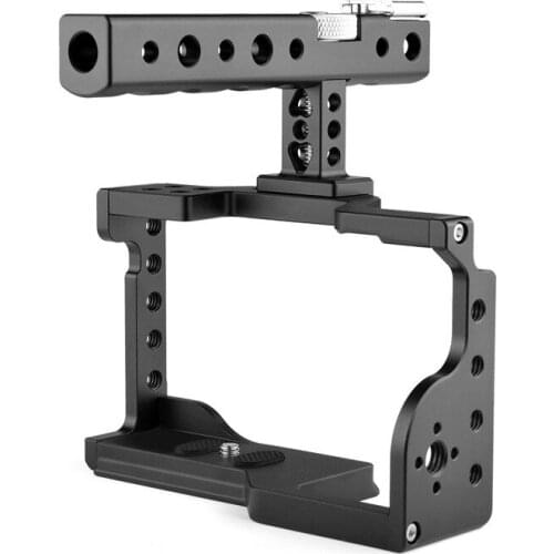 Aluminum Alloy Camera Cage Stabilizer with Handle Grip For Sony A6600 / ILCE-6600