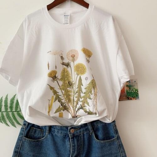 Sunfiz HJN Dandelion Vintage Botanical Tshirt, Hiking TShirt, Botanical Print Shirt, Dandelion Shirt, Vintage Tee