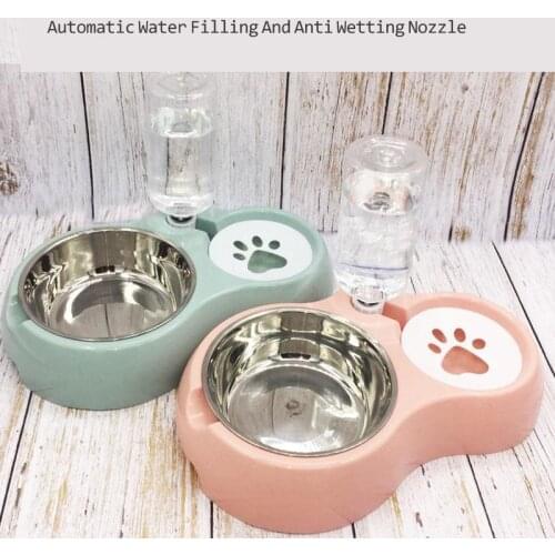 Pet Products Dual Bowl Automatic Drinking Pet Cat Food Dog Food Basin Teddy Golden Dogs Basins Cat Basin Dog Bowls Cat Bowl