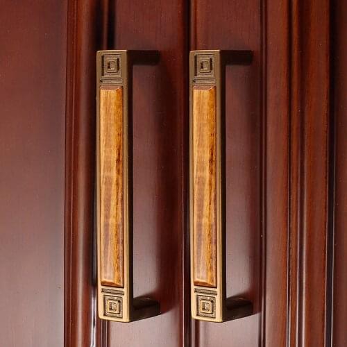 Wood + Brass Vintage Classic Cabinet Cupboard Handles Drawer Knobs for Door/Cupboard Kitchen Furniture Hardware 96mm/128mm Pitch