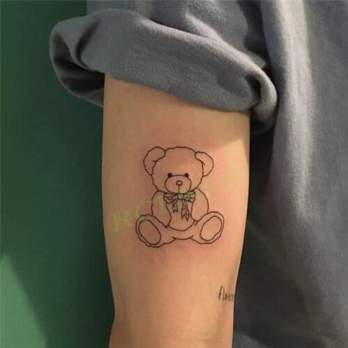 Waterproof Temporary Tattoo Sticker Cute Toy Bear Bow Knot Design Tatto Flash Tatoo Fake Tattoos for Kids Men Women