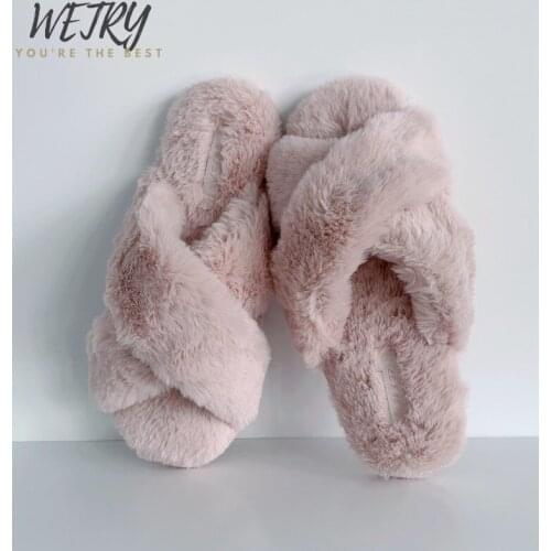 Women Home Slippers Winter Warm Shoes Woman Slip on Flats Slides Female Faux Fur Slippers 36-41 wholesale