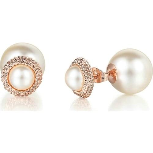 TRACYSWING Stud Earrings For Women Elegant Imitation Pearl Rose Gold Silver Color Wedding Gift Fashion Jewelry TWE797