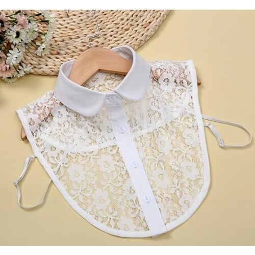 Vintage Floral Fake Collars for Women White False Collars Embroidery Lace Detachable Collar Faux Col Lapel Blouse Decoration