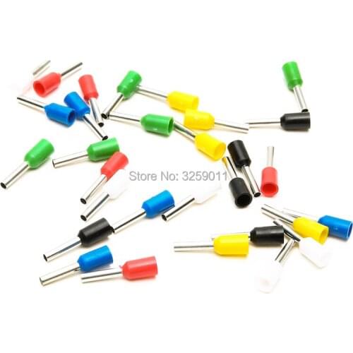 1000PCS EV1008 Electrical wire Connectors Insulated Cord End Wire Ferrules Terminal Block 1.0mm 18 AWG E1008 Assorted Cooper