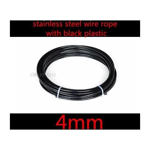 20meters 3.0mm stainless steel wire rope with black nylon/pvc coated, outer diameter 4.0mm