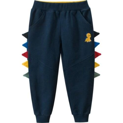 2020 Kids Boy Girls Pants Dinosaur Horns Trousers Children Cartoon Fall High Waist Side Pocket Jogger Clothes Long Pants 1-8Y