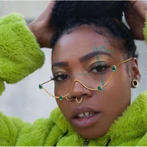 2020 Water Drop Diamond Sunglasses Frame Women Steampunk Triangle Eyeglasses Frames Vintage Sun Glasses Frame Eyewear Decoration