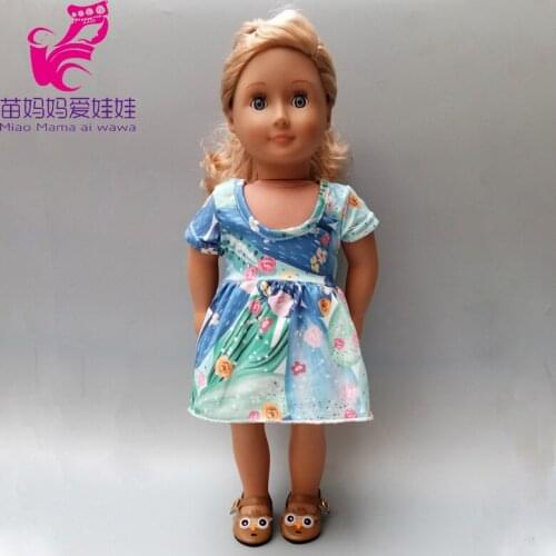 43cm Baby Doll summer soft flower dress underwear 18 inch girl doll clothes One-shoulder Bell-bottom Outfit