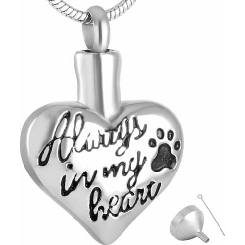 8346 Always In My Heart Paw Pets Cremation Jewelry Urn Necklace & Filling Kit