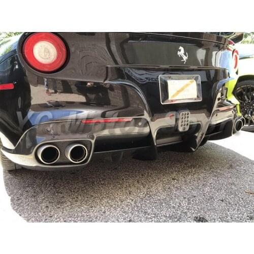 Car Accessories Carbon Fiber RZ Style Rear Bumper Diffuser & Fog Light Cover Fit For 2012-2015 F12 Berlinetta Rear Diffuser 5pcs