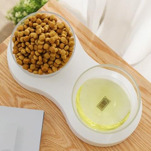 Behogar Single Dual Cat Bowl 0-20 Degree Tilted Adjustable Elevated Pet Food Water Feeding Dish Bowl for Cats Dogs Puppy Kitten