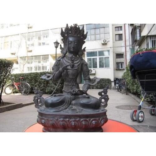 Free shipping S2603 Tibet Buddhism Old Bronze Copper Vajradhara Guan Yin Bodhisattva Buddha Statue bronze