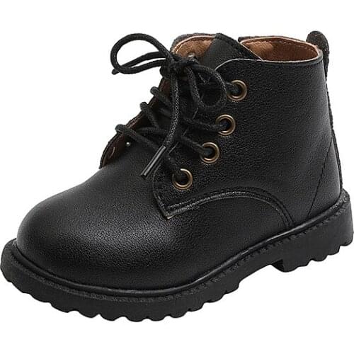 CMSOLO Kids Boots Shoes Baby New Fashion Shoes Flat Heels Winter Soft Leather Boots Shoes Boys Girls Anti-Slip Kids Boots Shoe